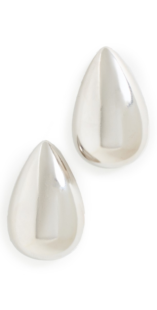By Adina Eden Solid Chunky Teardrop Hoop Earrings Silver