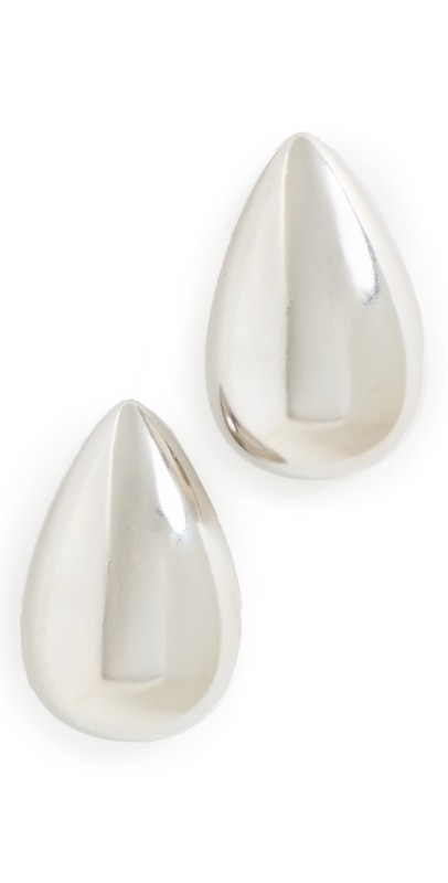 By Adina Eden Solid Chunky Teardrop Hoop Earrings Silver