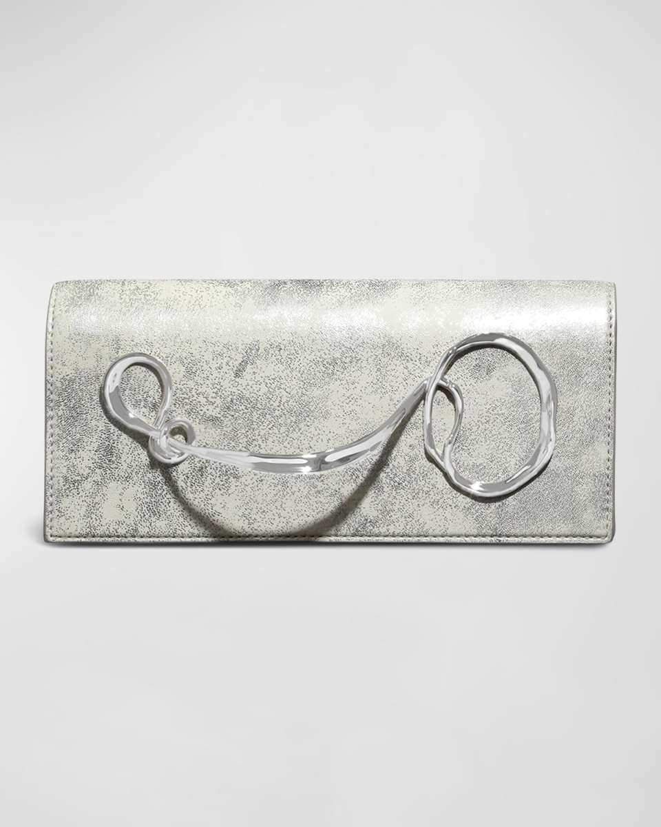Twisted Metallic Leather Clutch Bag
