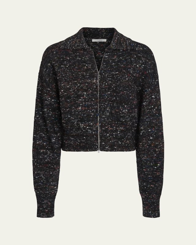 Donegal Wool & Silk Knit Zip-Front Jacket