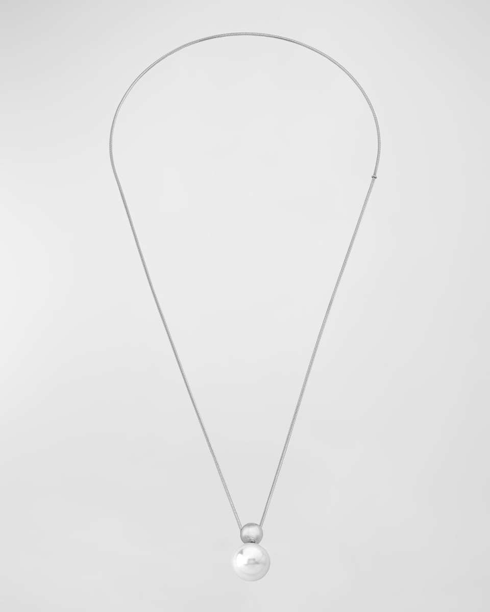 Aura Pearl Slider Necklace, Stainless Steel