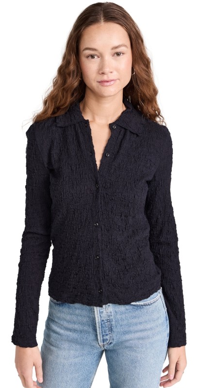 Vince Smocked Button Up Coastal