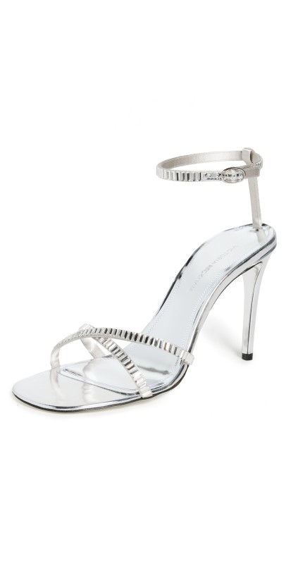 Victoria Beckham Rhinestone Sandals 90mm Silver