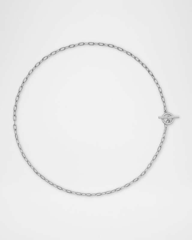 Madison Chain Necklace with Diamonds in Silver, 3mm, 17"L