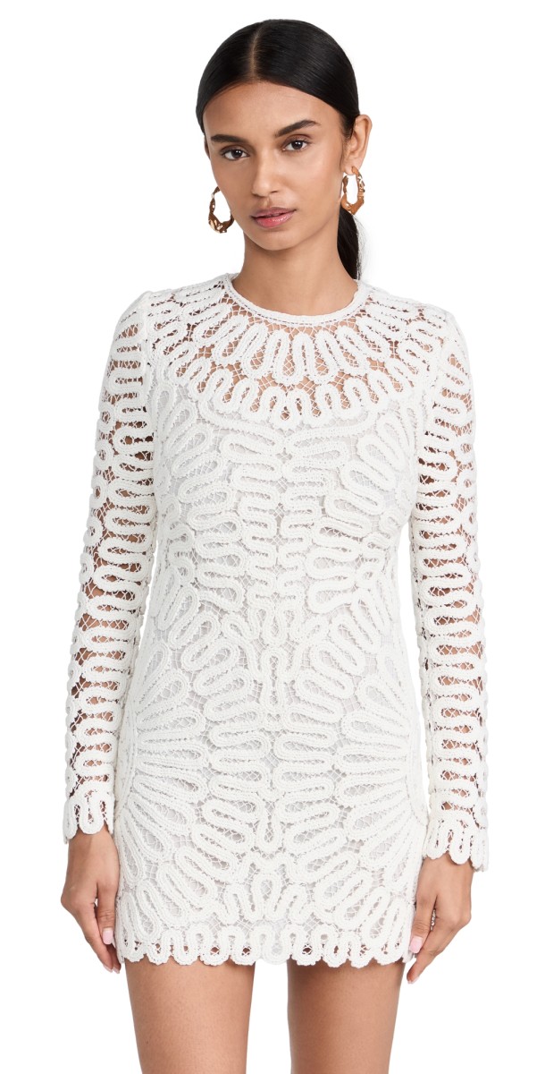 SIMKHAI Mccall Cage Crochet Embroidery Mini Dress Black