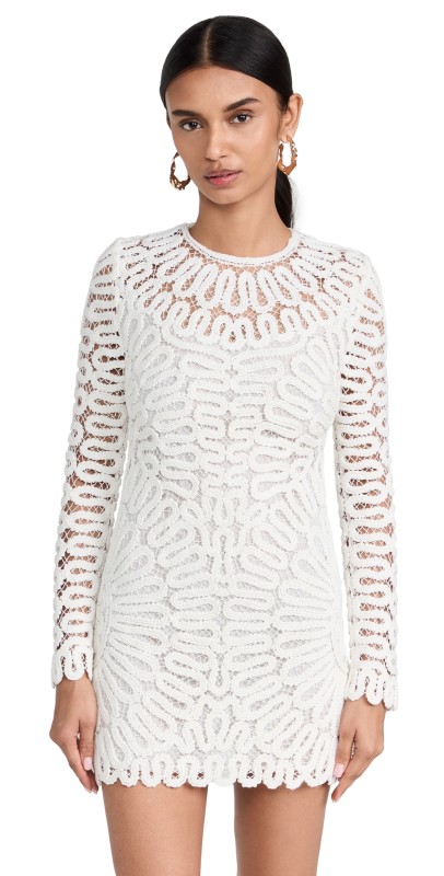 SIMKHAI Mccall Cage Crochet Embroidery Mini Dress Black