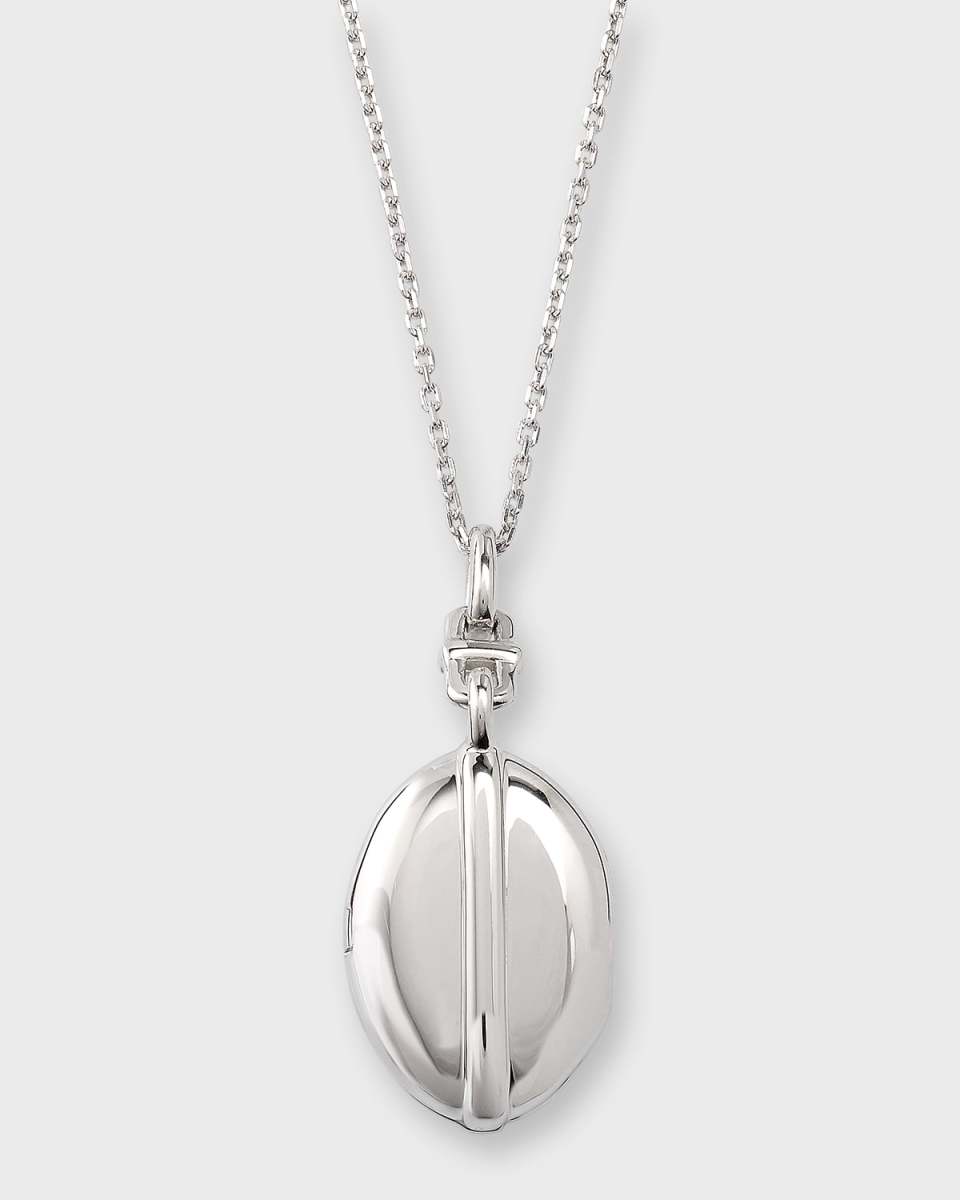 Sterling Silver Two-Tone Tess Slim Oval Locket Necklace