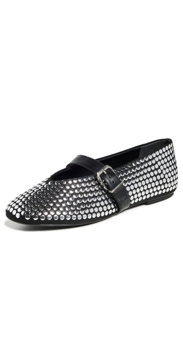 Schutz Eiza Studs Ballet Flats Black