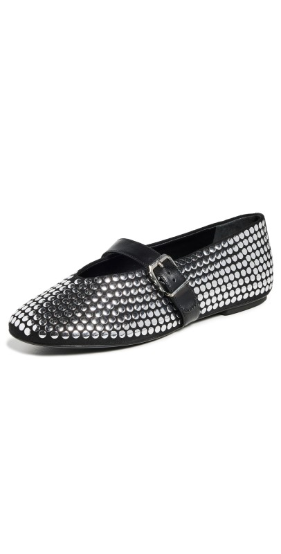 Schutz Eiza Studs Ballet Flats Black