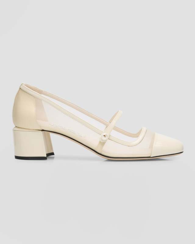Elisa Mesh Patent Mary Jane Ballerina Pumps