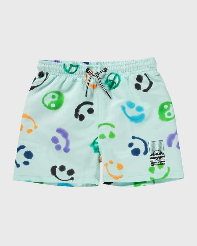 Boy's Niko Happy Face Printed Swim Trunks, Size 7-10