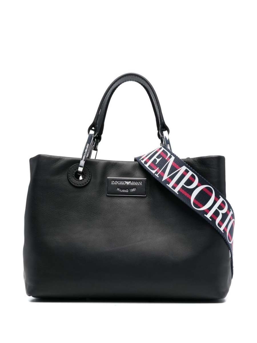 logo-plaque leather tote bag