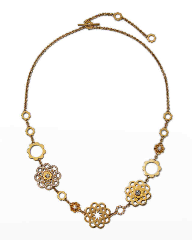 Multi-Bloom Necklace with Diamonds and 18k Gold