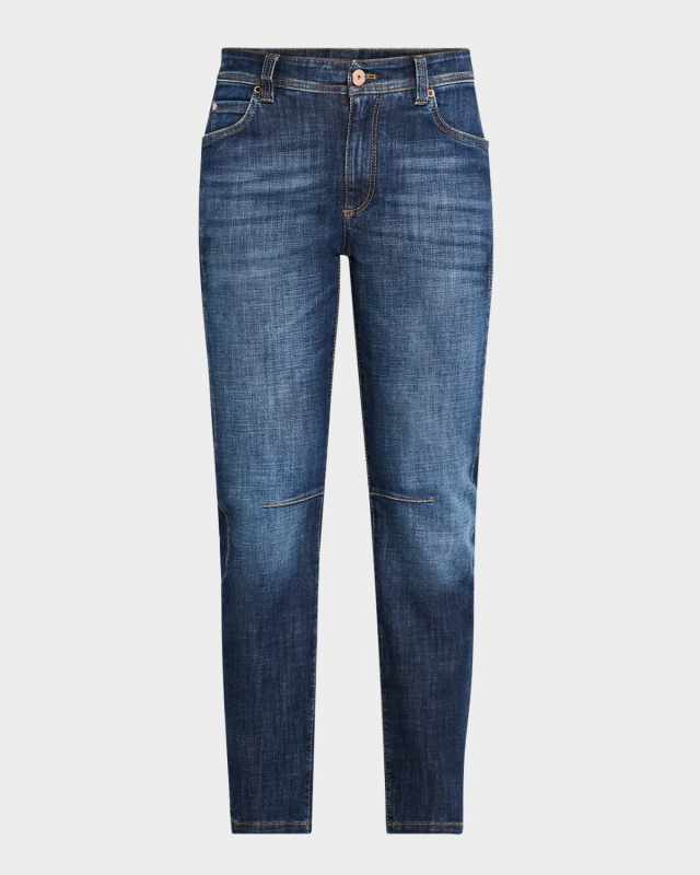Mid-Rise Skinny-Leg Ankle Equestrian Denim Jeans
