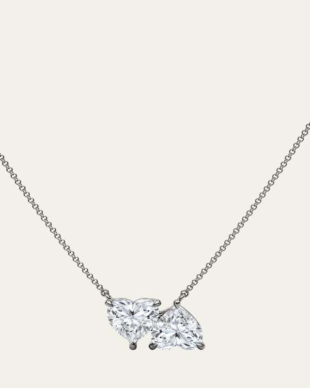 18K Heart Shape Lab Grown Diamond Twin Necklace