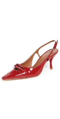 Reformation Noreen Bow Slingback Heels Scarlet Patent