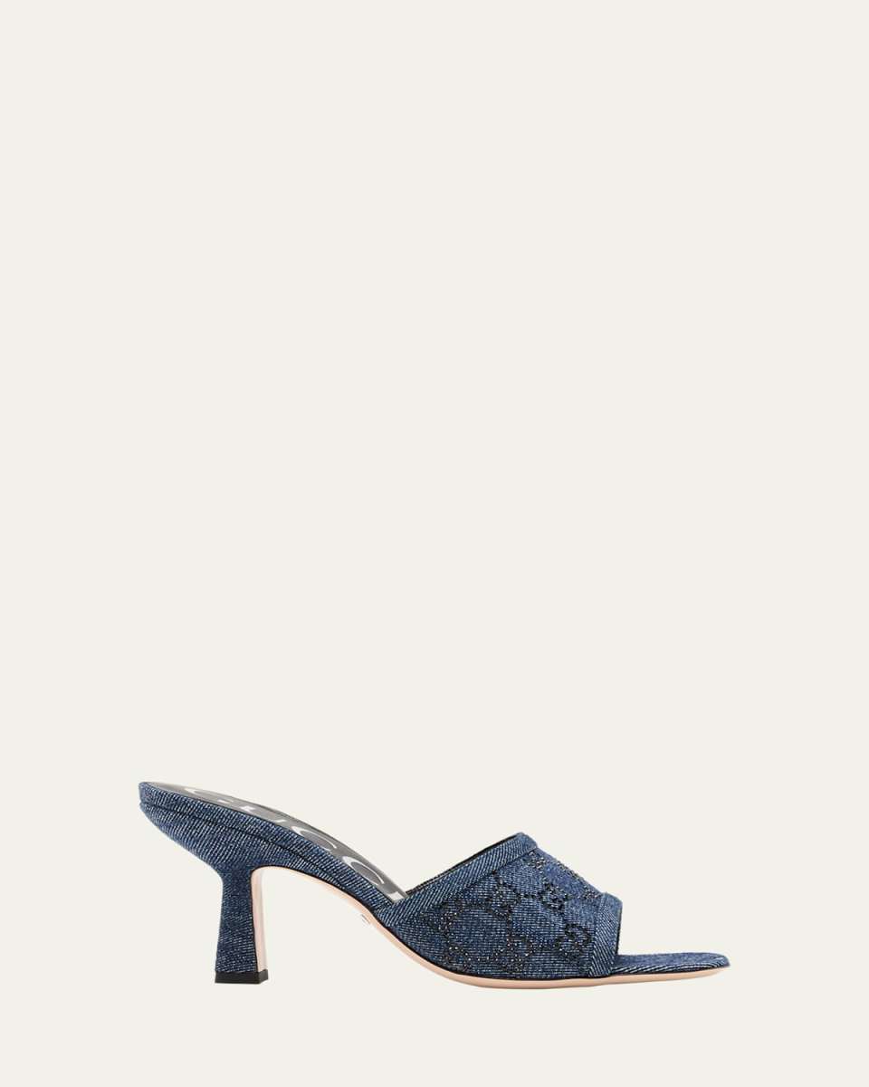 Monogram Denim Stiletto Sandals