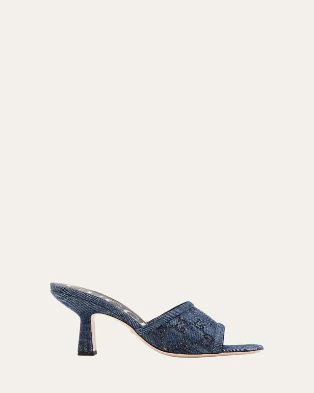 Monogram Denim Stiletto Sandals