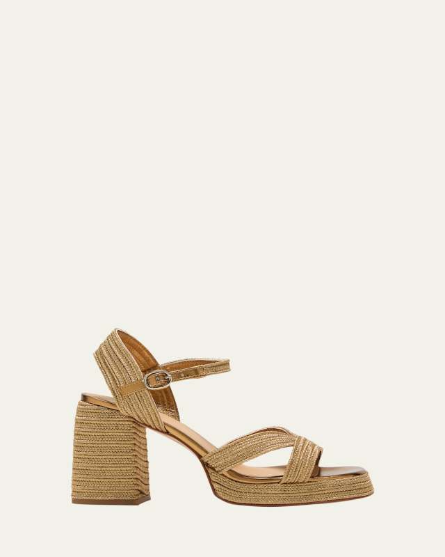 Valle Metallic Raffia Platform Sandals