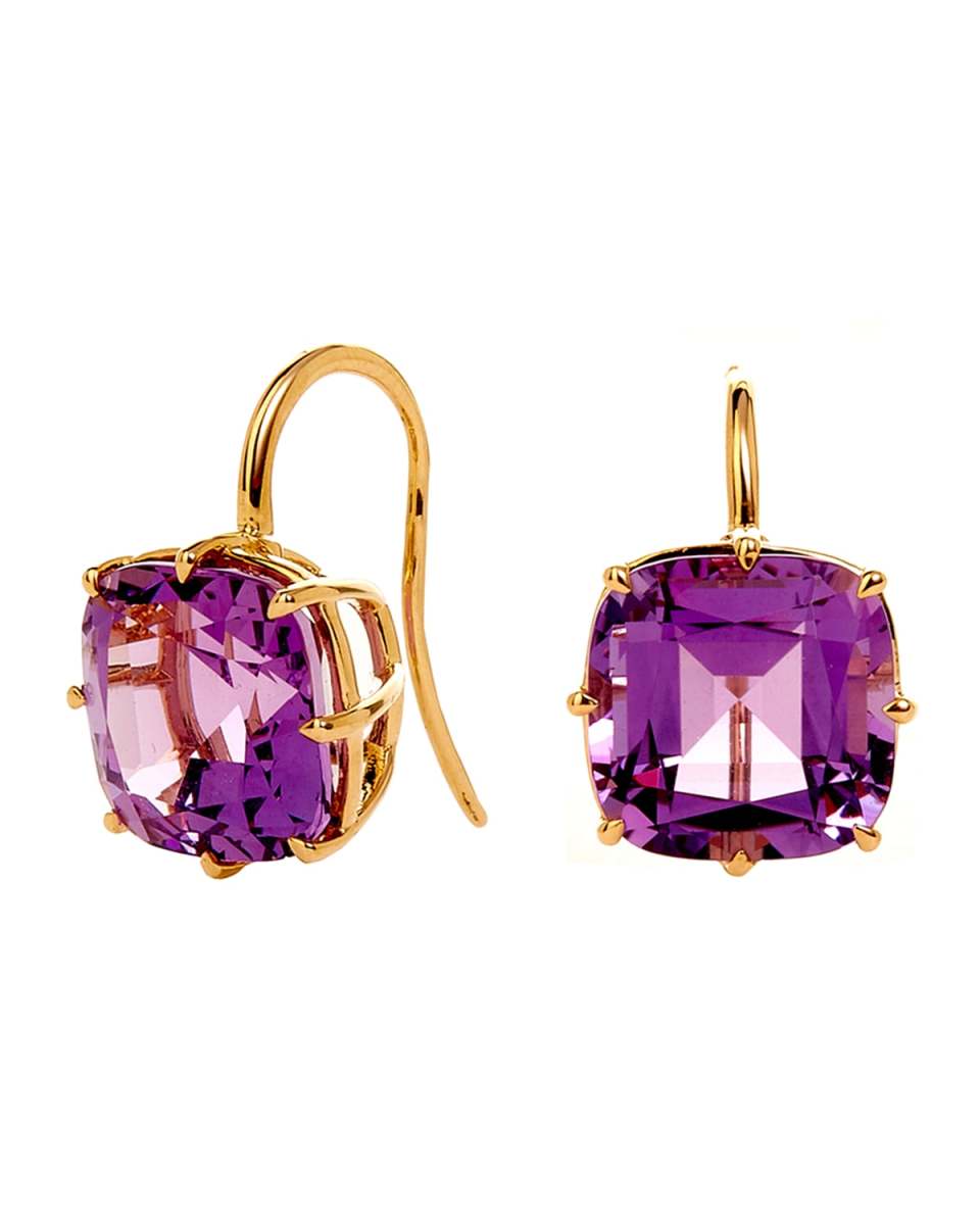 18K Gold Cushion Drop Earrings