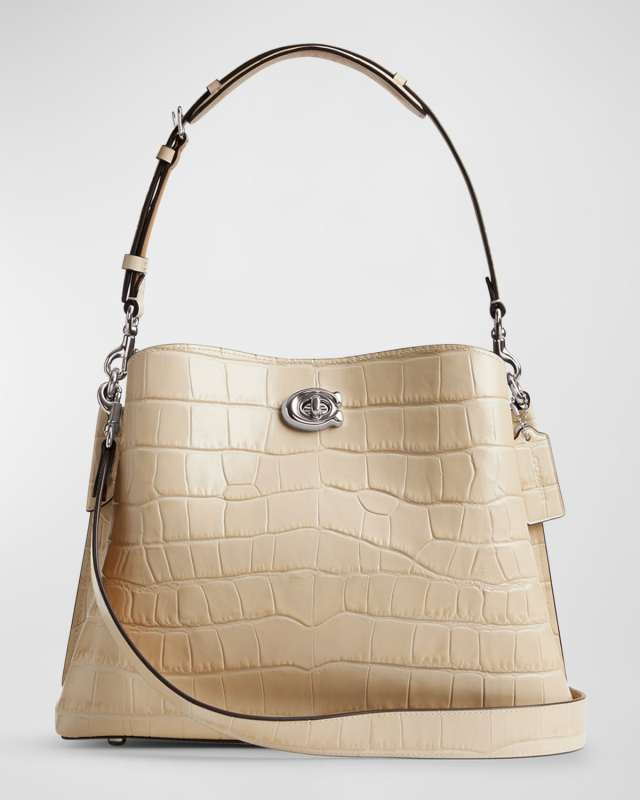 Willow Croc-Embossed Leather Shoulder Bag