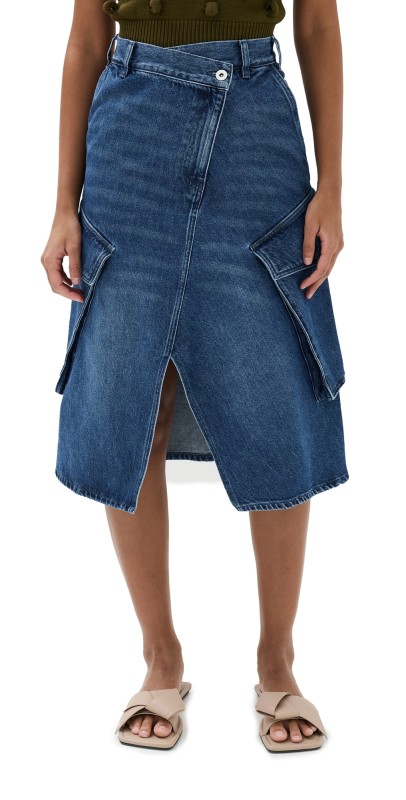 JW Anderson Cargo Pocket Midi Skirt Blue