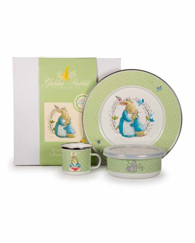 Kid's Polka Dot Peter Rabbit 3-Piece Dinnerware Set