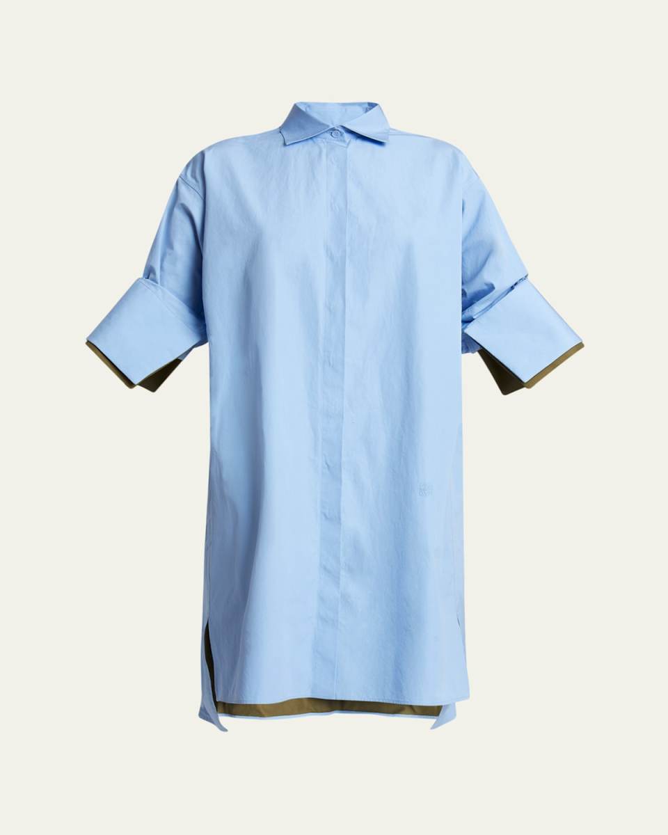 Button-Front Shirtdress with Turned-Up Sleeves