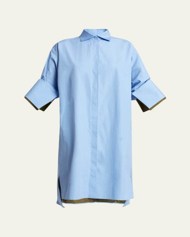 Button-Front Shirtdress with Turned-Up Sleeves