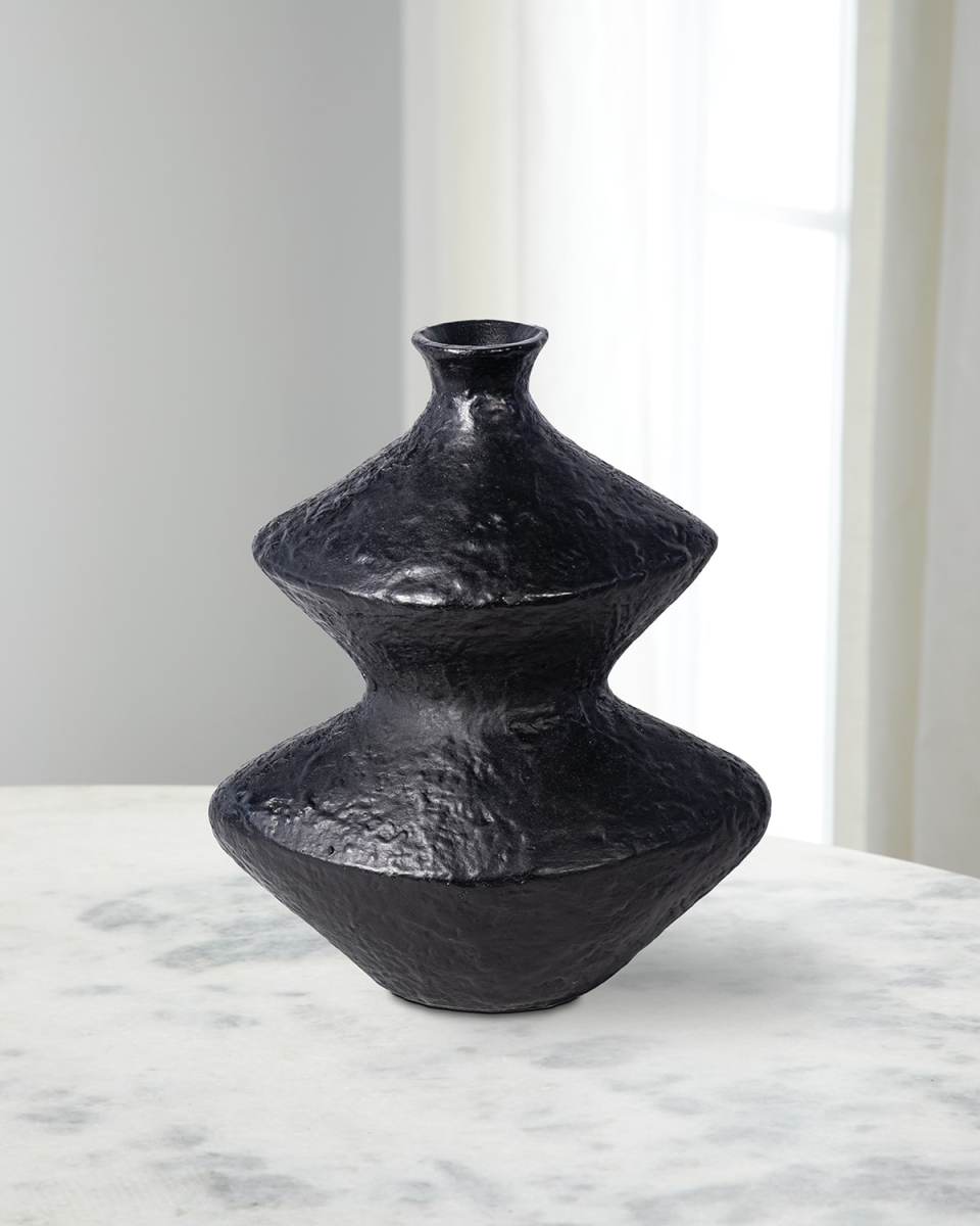 Poe Metal Vase, Black
