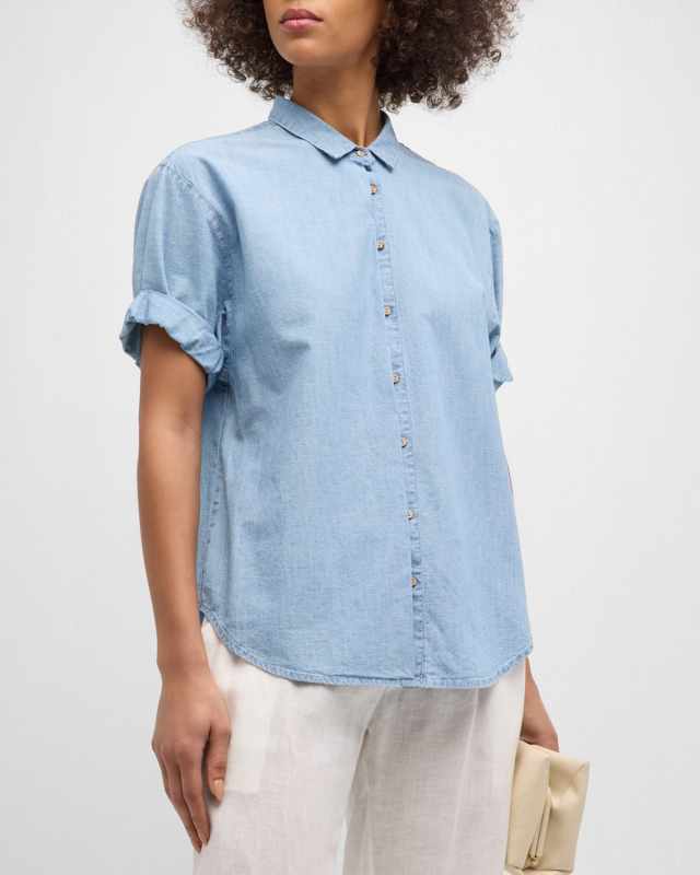 Channing Button-Down Cotton Denim Shirt