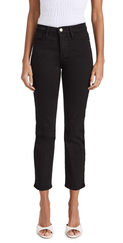 FRAME Le High Straight Jeans Film Noir