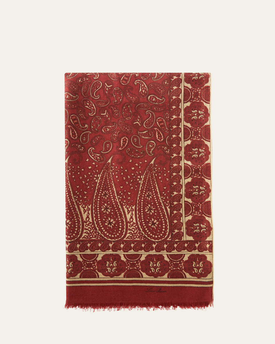 Paisley-Print Cashmere-Silk Scarf