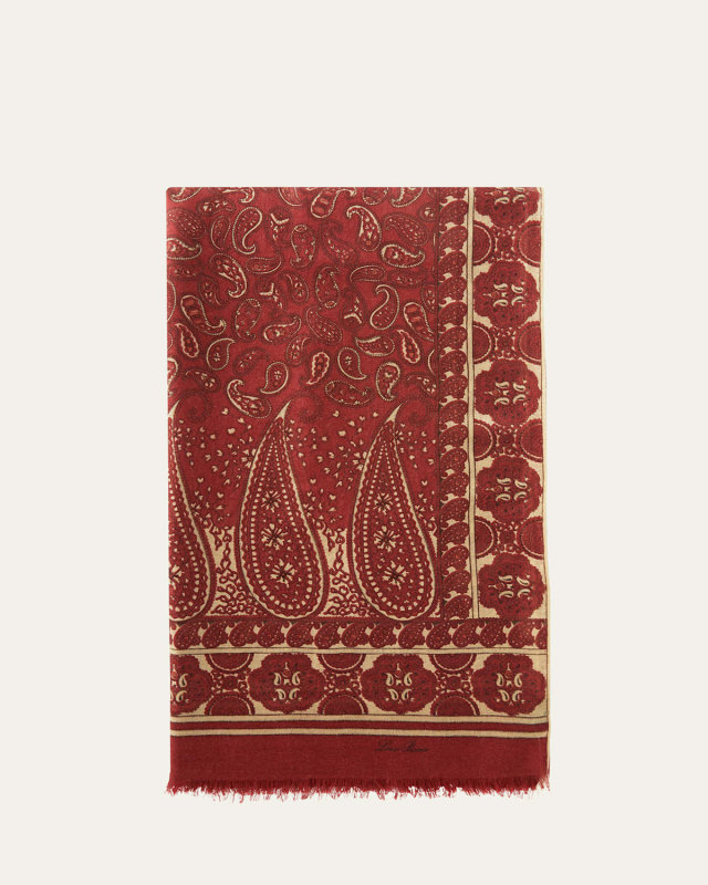 Paisley-Print Cashmere-Silk Scarf