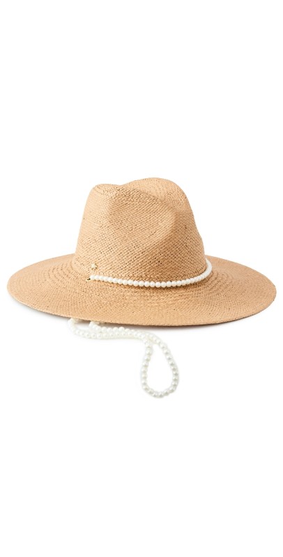 Lele Sadoughi Pearl Strand Straw Hat Natural
