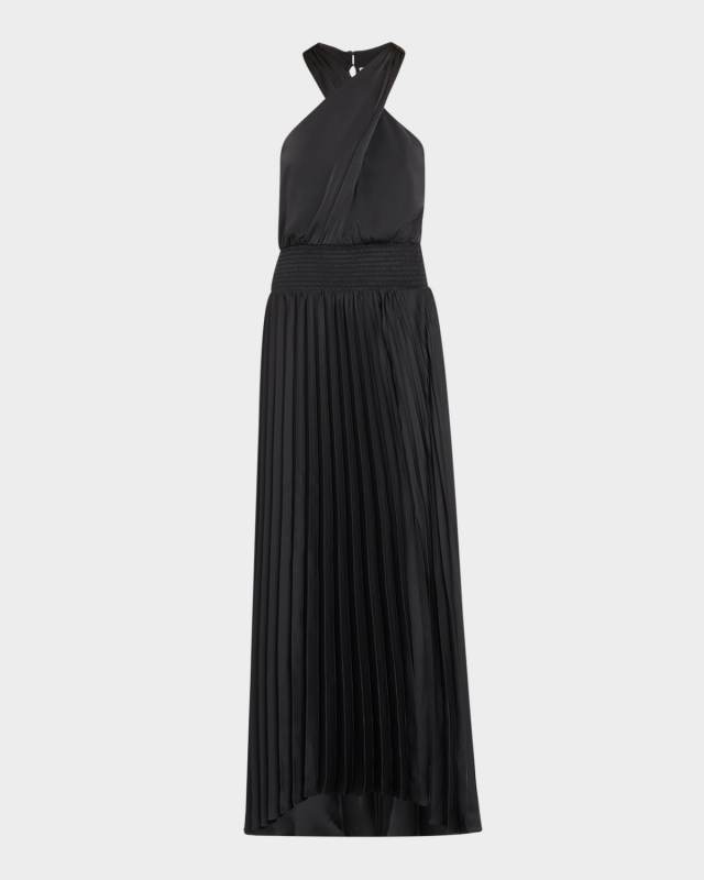 Arina Pleated Halter Midi Dress