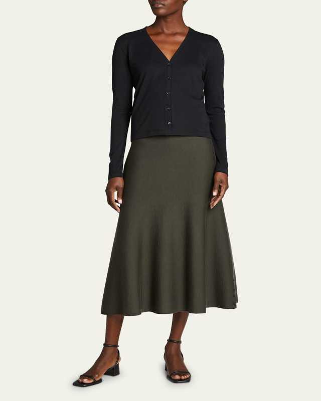 V-Neck Button-Front Cotton-Blend Cardigan