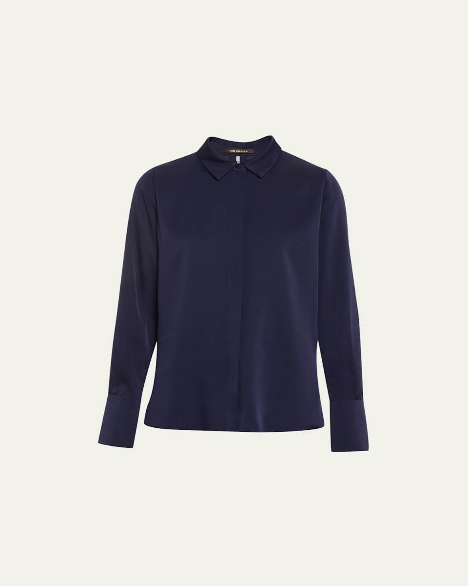 Larissa Split-Cuff Button-Down Blouse