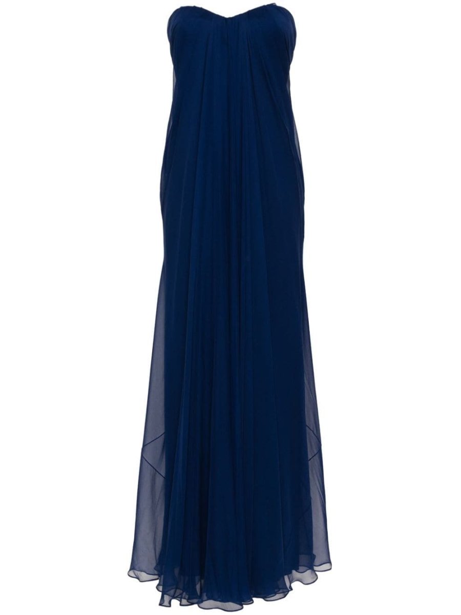 sweetheart-neck silk gown