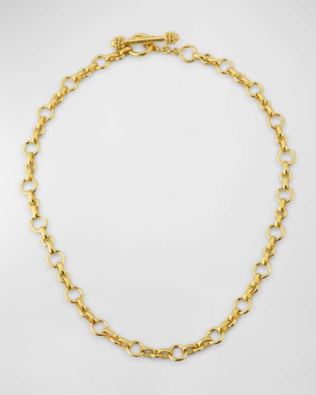 19K Yellow Gold Small Siena Link Necklace with Toggle Clasp, 17"L