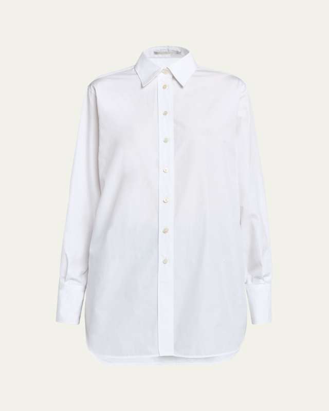 Button-Front Shirt with Snap Button Sleeves