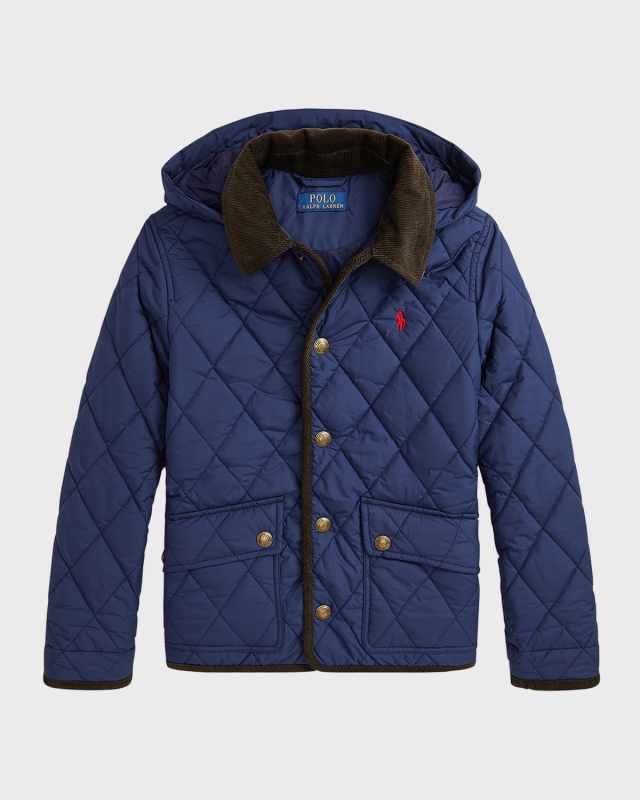 Boy's Matte Quilted Collared Jacket, Size 2-7