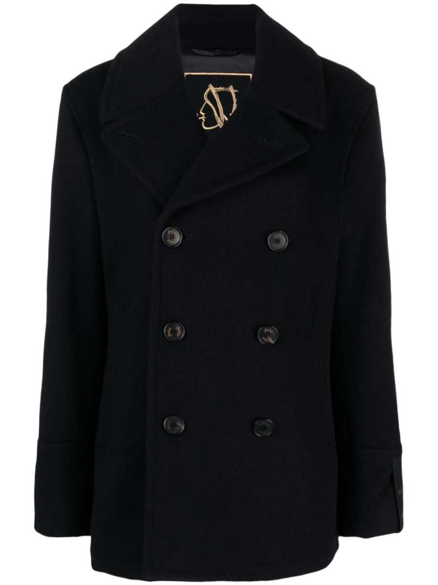 notched-lapels wool-blend coat