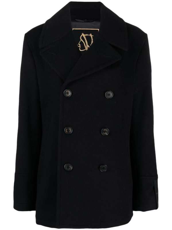 notched-lapels wool-blend coat