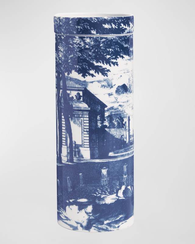 Scented Tower Candle Blue & White/Giardino Settecentesco