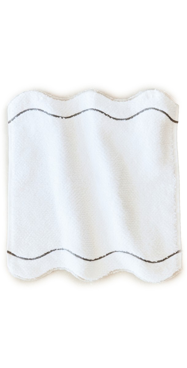 Kassatex Shopbop x Kassatex Scalloped Washcloth Set of 4 White/Black