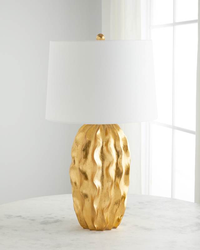 Large Stanton Gold Leaf Wave Table Lamp