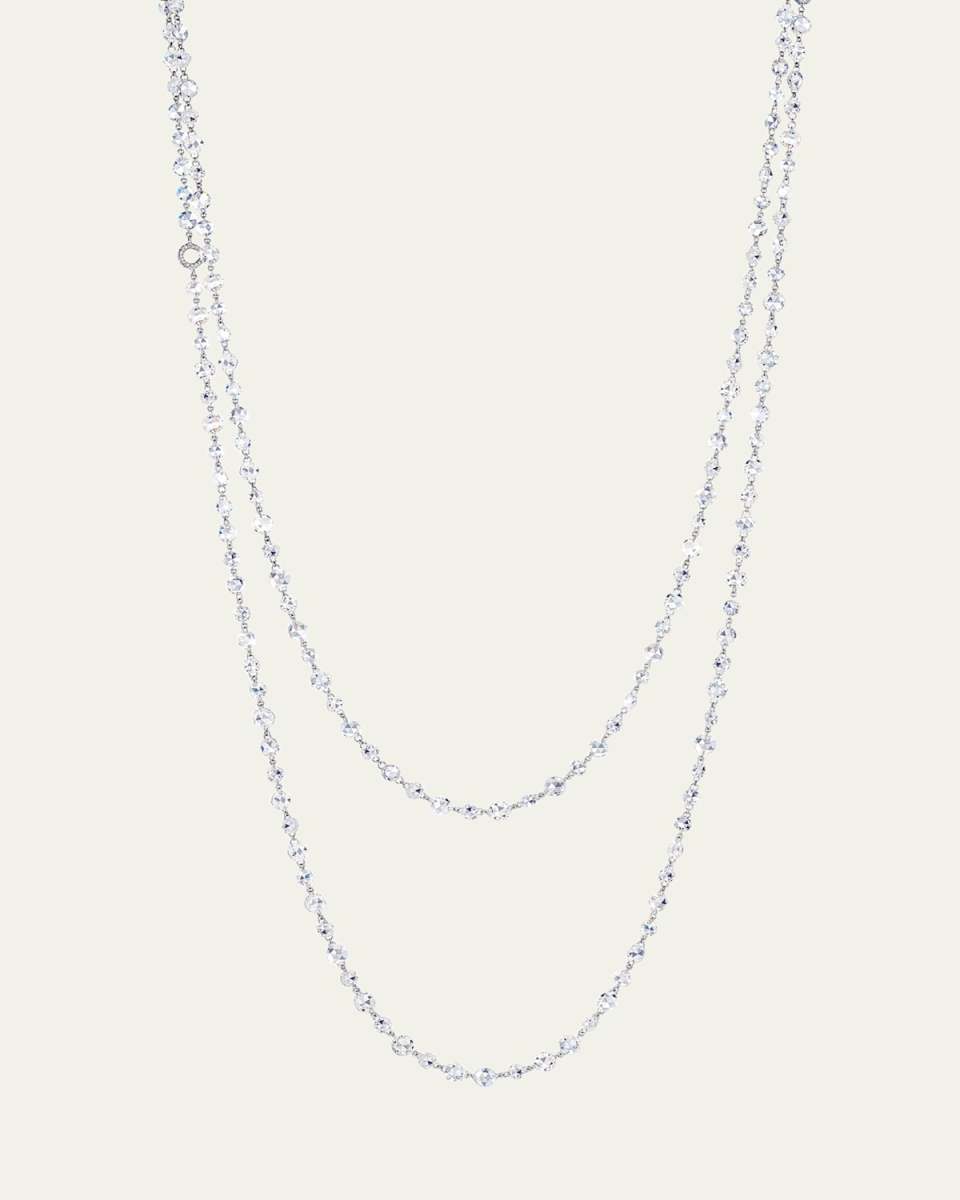 18K White Gold Alternating Size Diamond Necklace, 48in
