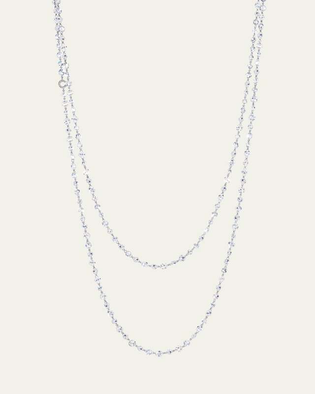 18K White Gold Alternating Size Diamond Necklace, 48in