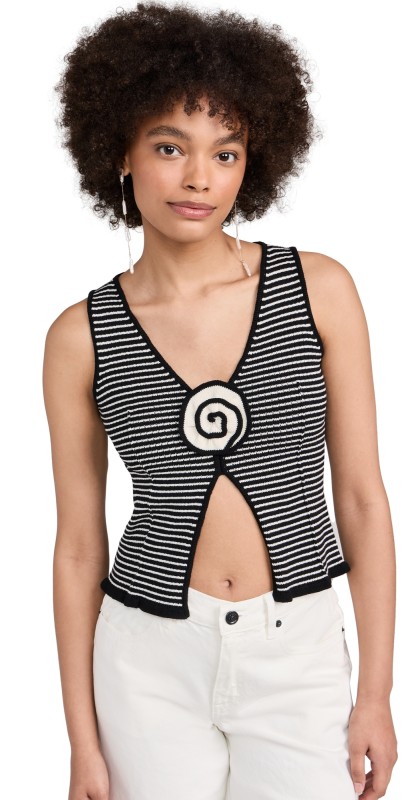 Tach Clothing Aquiles Knit Top Black & White